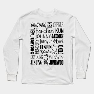 NCT NAMES COLLAGE BLACK Long Sleeve T-Shirt